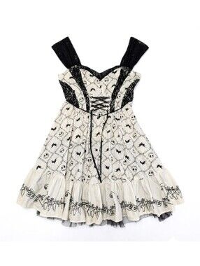 Nightmare Before Christmas Jack Skellington Embroidered Dress Sz Small Hot Topic